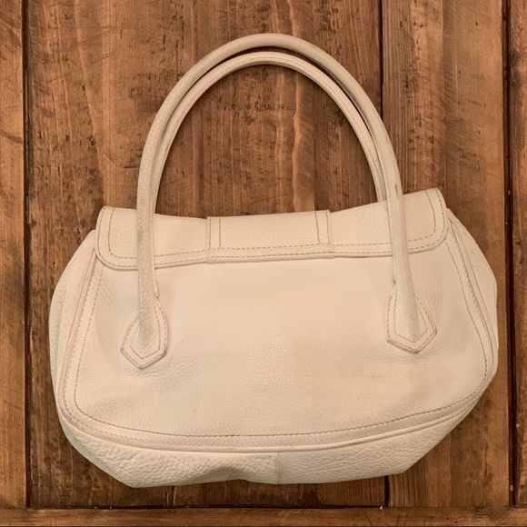 Celine Pebbled Satchel Purse Handbag WHITE CE00/15 - Picture 2 of 16
